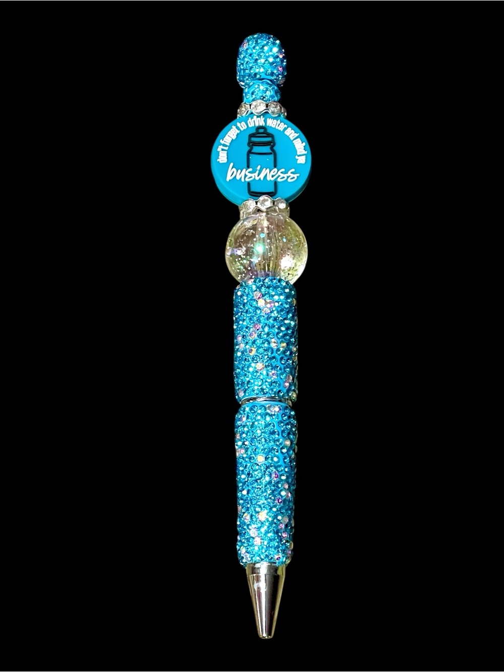 Hand crafted turquoise sassy mind ya business beaded pen - Picture 2 of 2